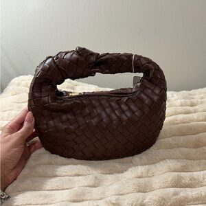 Elegant Brown Woven Handbag